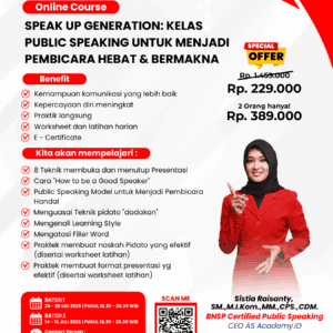 Kelas Public Speaking untuk Menjadi Pembicara Hebat dan Bermakna